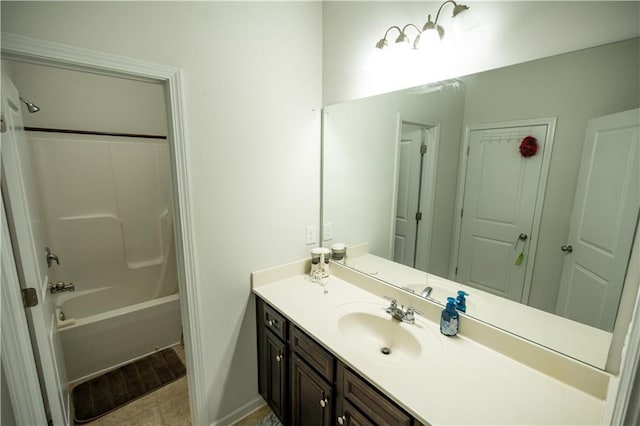 bathroom with shower / washtub combination and vanity