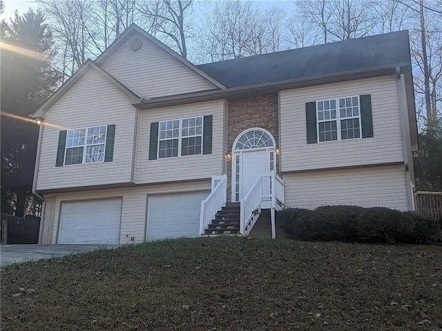 bi-level home with a garage