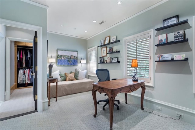2525 Peachtree Rd Unit 28, Atlanta, GA 30305 - carpeted office with crown molding and recessed lighting