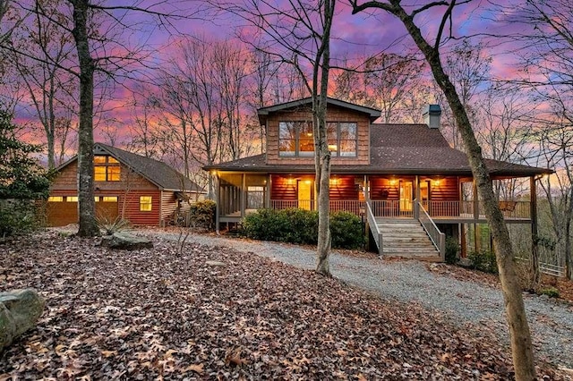 view of front of home with covered porch