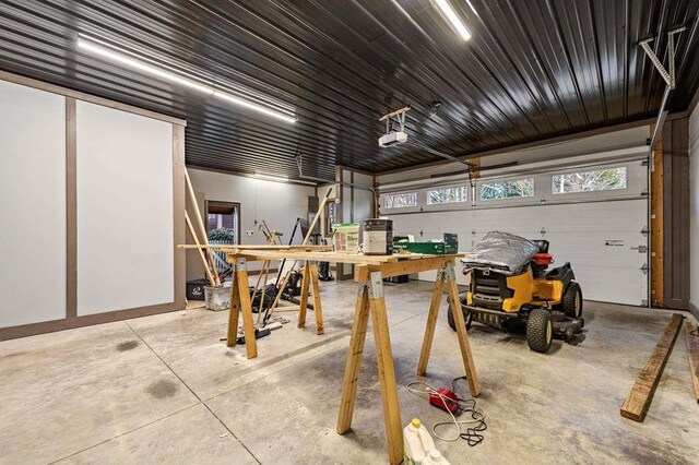 garage with a garage door opener