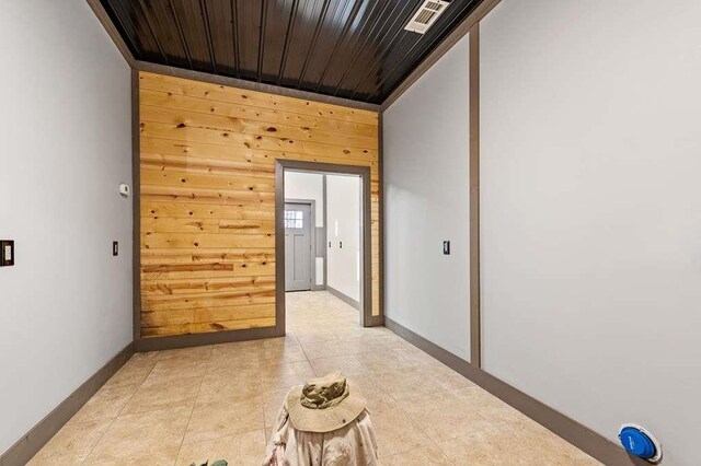 hall with wood walls