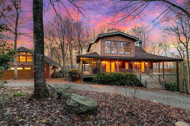 view of front of property with covered porch