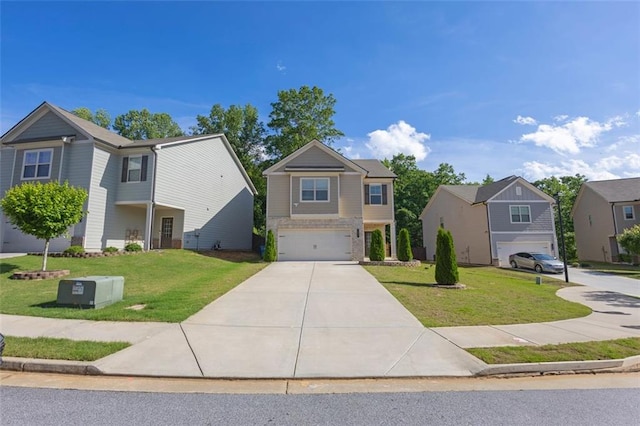 104 Auburn Crossing Way, Auburn, GA 30011 - view of front of property featuring an attached garage, driveway, a front yard, and a residential view