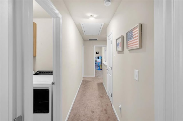 104 Auburn Crossing Way, Auburn, GA 30011 - corridor featuring attic access, light colored carpet, and baseboards