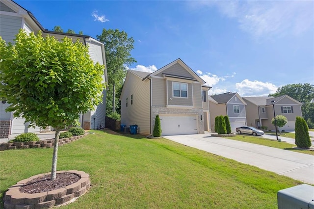 104 Auburn Crossing Way, Auburn, GA 30011 - view of front of house with driveway, an attached garage, a front yard, and a residential view