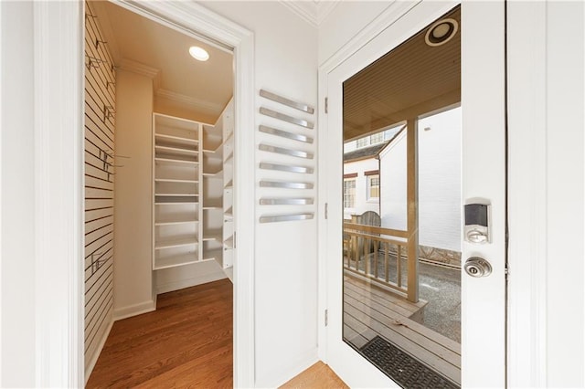 spacious closet with hardwood / wood-style flooring