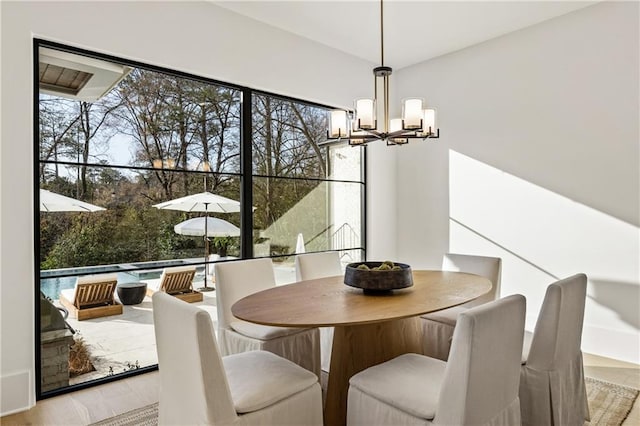 dining area with a chandelier