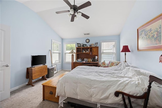 418 Thaxton Ln, Woodstock, GA 30188 - carpeted bedroom featuring vaulted ceiling and a ceiling fan
