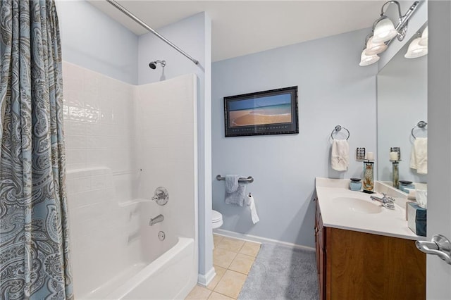 418 Thaxton Ln, Woodstock, GA 30188 - bathroom with vanity, shower / bath combination with curtain, and tile patterned flooring