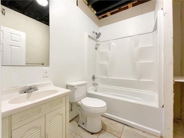 full bathroom featuring vanity, toilet, and bathing tub / shower combination