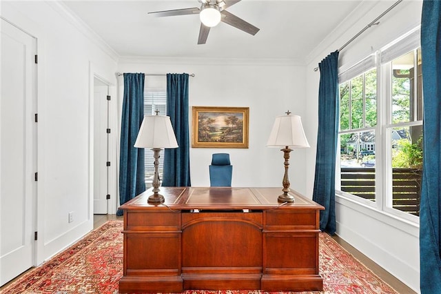 259 Sisson Ave, Atlanta, GA 30317 - office space with ceiling fan, crown molding, and wood finished floors
