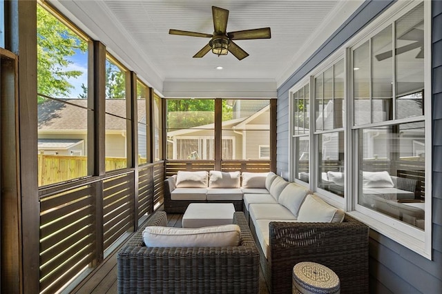 259 Sisson Ave, Atlanta, GA 30317 - sunroom / solarium with a ceiling fan and an outdoor living space