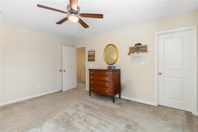 bedroom with carpet flooring and ceiling fan