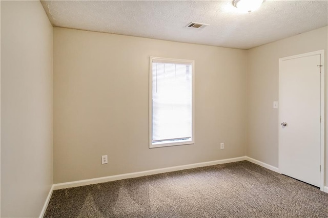 unfurnished room featuring carpet, a textured ceiling, and a wealth of natural light