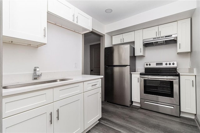26 Ivy Pkwy NE, Atlanta, GA 30342 - kitchen featuring appliances with stainless steel finishes, under cabinet range hood, a sink, white cabinets, and light countertops