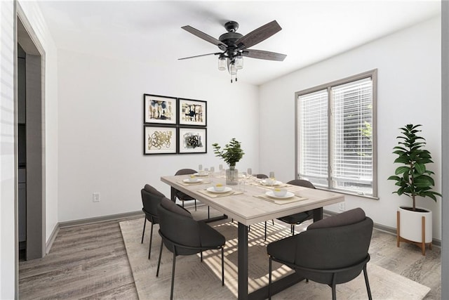 26 Ivy Pkwy NE, Atlanta, GA 30342 - dining room featuring light wood-style flooring, baseboards, and ceiling fan