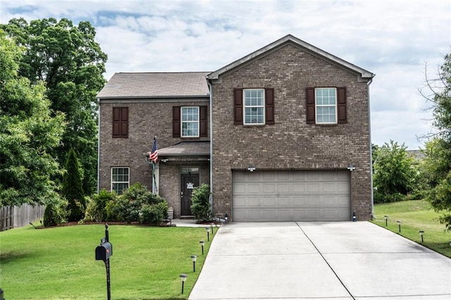 8553 Braylen Manor Dr, Douglasville, GA 30134 - traditional-style home with concrete driveway, a garage, and brick siding