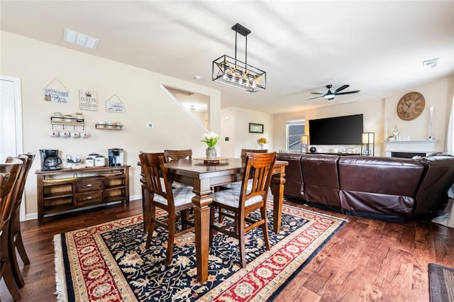 8553 Braylen Manor Dr, Douglasville, GA 30134 - dining room with a ceiling fan and wood finished floors