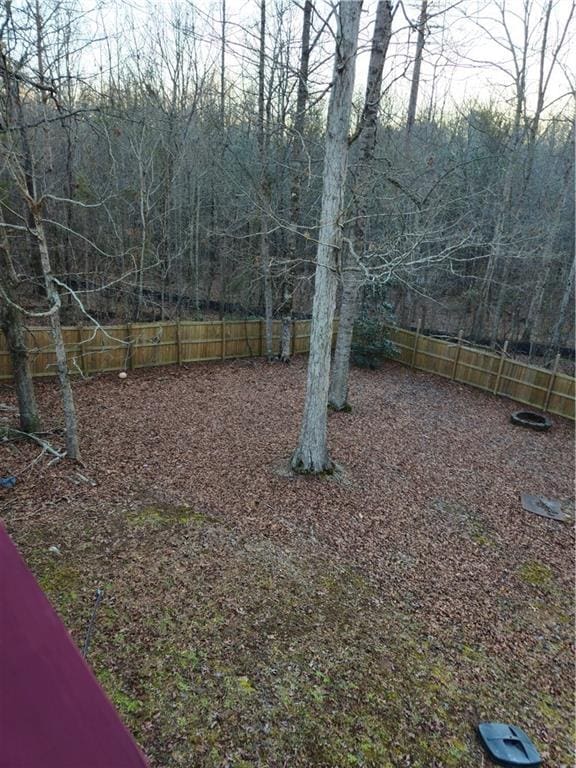 view of yard with a fenced backyard