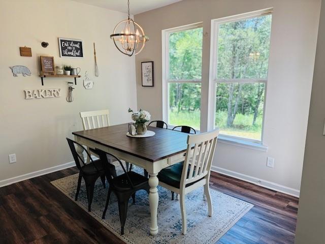 50 Scout Hut Rd, Danielsville, GA 30633 - dining space featuring healthy amount of natural light, a chandelier, and wood finished floors