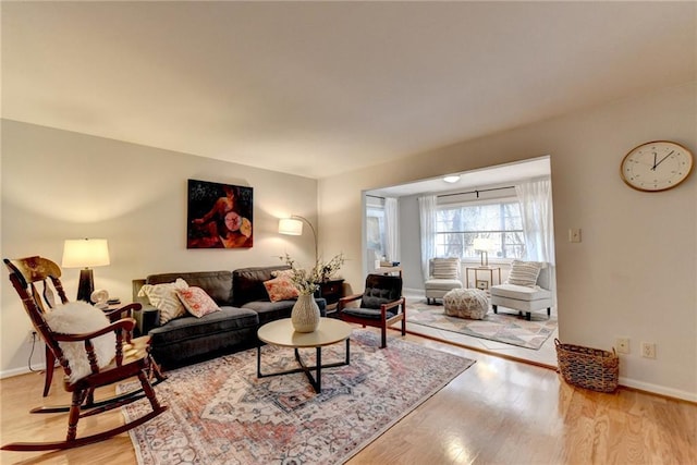 living room with light wood-type flooring