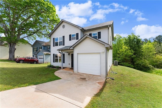 462 Magnolia Grove Pl, Cornelia, GA 30531 - traditional-style house with a garage, driveway, a front lawn, and central AC unit