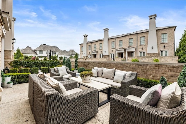 132 Grand Cres, Alpharetta, GA 30009 - view of patio featuring an outdoor living space and a residential view