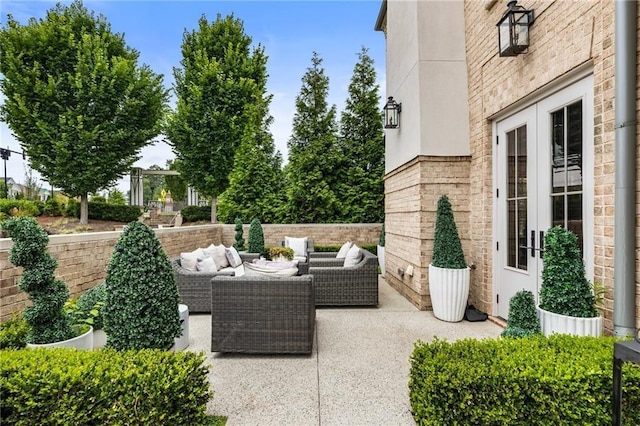 132 Grand Cres, Alpharetta, GA 30009 - view of patio / terrace featuring an outdoor living space and french doors