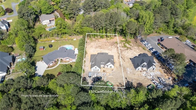 130 Cambridge Ct, Calhoun, GA 30701 - aerial perspective of suburban area featuring property parcel outlined