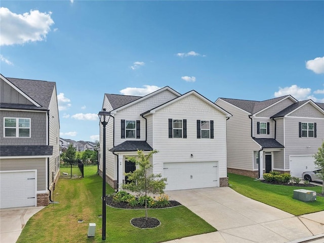 29 Gaston Ct, Hoschton, GA 30548 - craftsman house featuring concrete driveway, an attached garage, and a front lawn