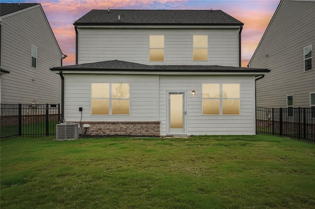 29 Gaston Ct, Hoschton, GA 30548 - back of property at dusk featuring central AC and brick siding