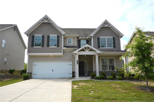 7753 Hansel Ln, Lithonia, GA 30058 - craftsman house with an attached garage, driveway, and a front lawn