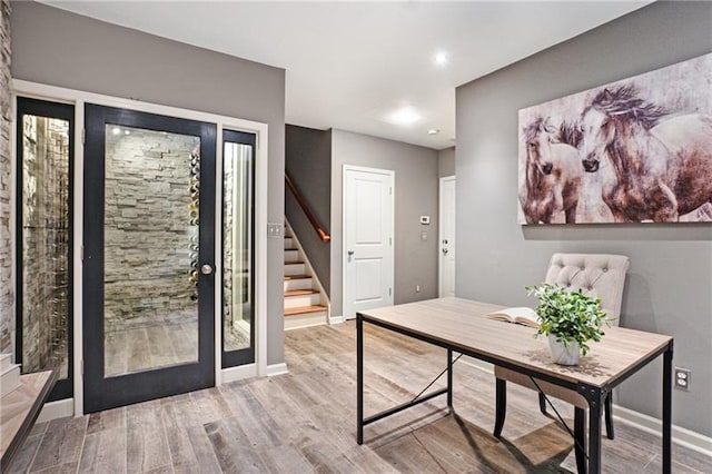 1604 Gilstrap Ln NW, Atlanta, GA 30318 - foyer featuring wood finished floors, stairs, and recessed lighting