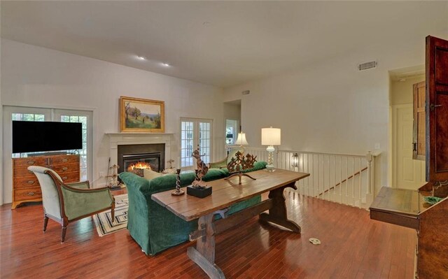 living room with hardwood / wood-style flooring