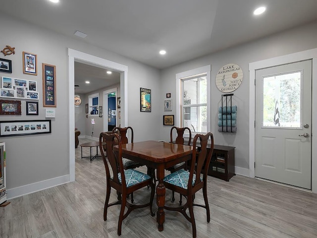 712 Broken Arrow, Waleska, GA 30183 - dining space with light wood-type flooring and recessed lighting