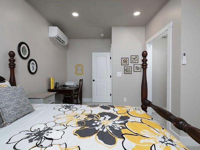 712 Broken Arrow, Waleska, GA 30183 - bedroom with a wall mounted air conditioner and recessed lighting