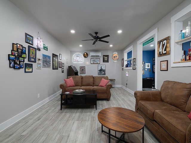 712 Broken Arrow, Waleska, GA 30183 - living room featuring light wood-style floors, ceiling fan, and recessed lighting