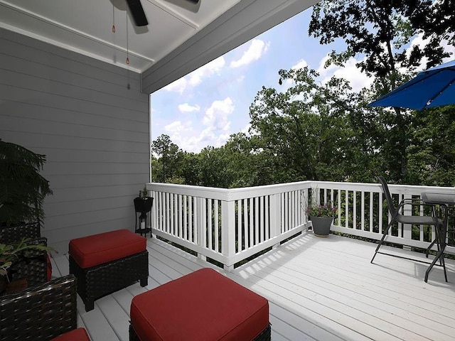 712 Broken Arrow, Waleska, GA 30183 - wooden terrace featuring ceiling fan