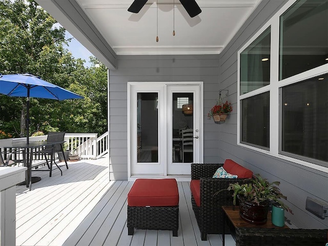 712 Broken Arrow, Waleska, GA 30183 - wooden terrace featuring ceiling fan and outdoor dining area