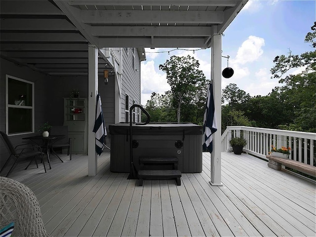 712 Broken Arrow, Waleska, GA 30183 - deck with a hot tub and outdoor dining area