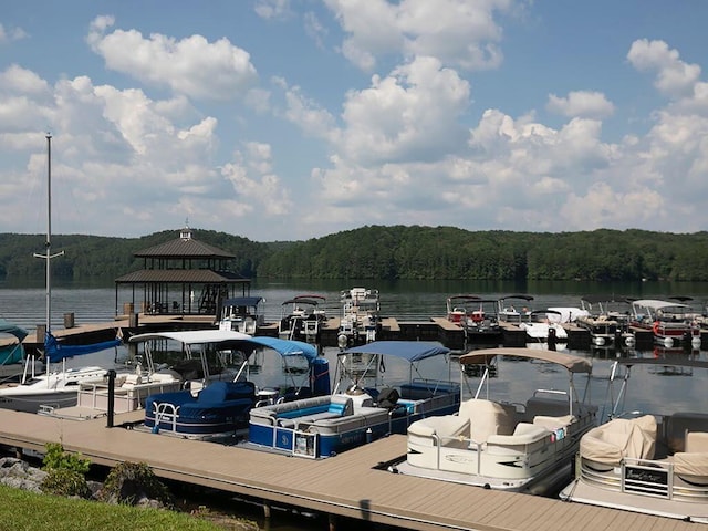 712 Broken Arrow, Waleska, GA 30183 - dock area with a view of trees, a water view, and a gazebo