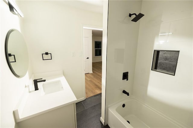 4336 Parkview Dr, Lithia Springs, GA 30122 - full bathroom with bathtub / shower combination, vanity, and tile patterned floors