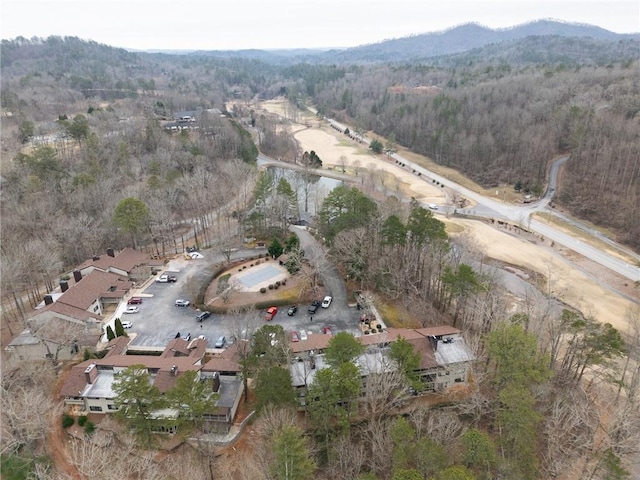 drone / aerial view with a mountain view