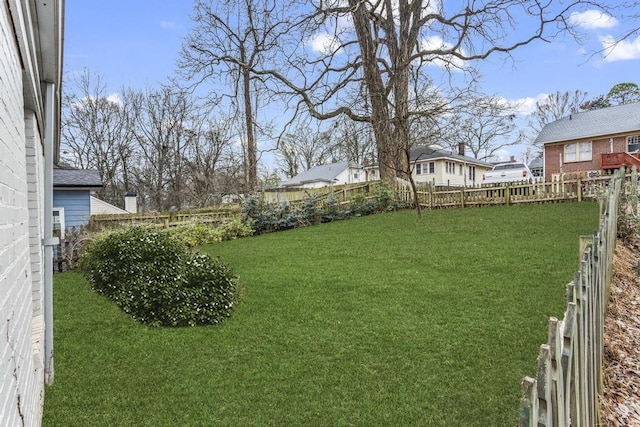 view of yard with a fenced backyard