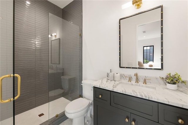 555 Orme Cir NE, Atlanta, GA 30306 - full bathroom featuring vanity, toilet, and a shower stall