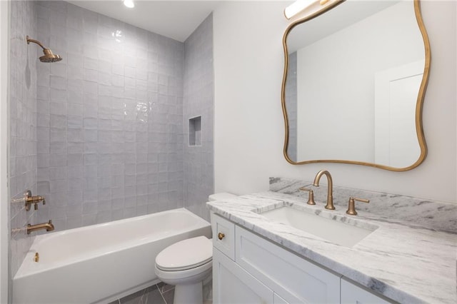 555 Orme Cir NE, Atlanta, GA 30306 - bathroom with vanity, toilet,  shower combination, and recessed lighting