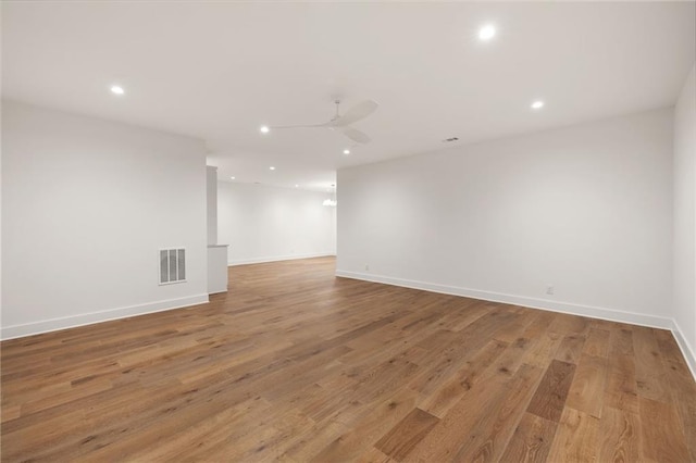 555 Orme Cir NE, Atlanta, GA 30306 - empty room featuring ceiling fan, recessed lighting, light wood-type flooring, and baseboards