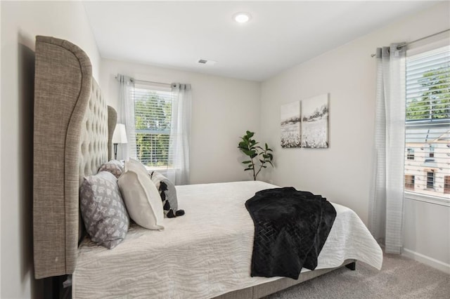 2527 Swan Lake Dr, Grayson, GA 30017 - bedroom with recessed lighting, baseboards, visible vents, and carpet
