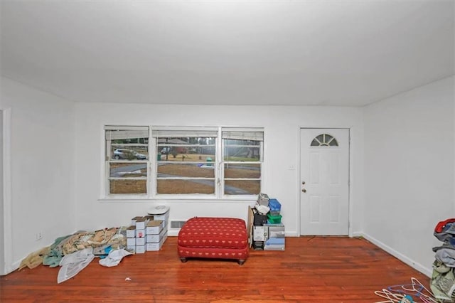 living area featuring hardwood / wood-style flooring